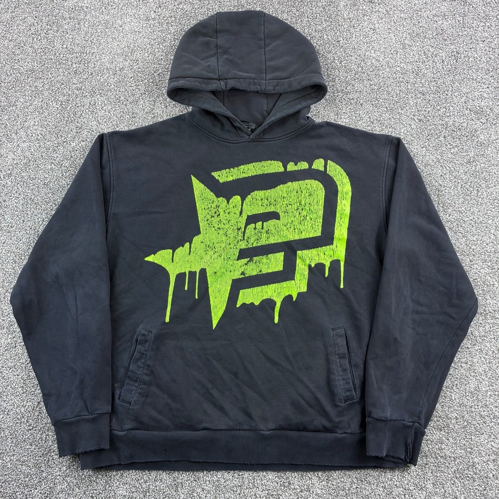 Planet Eclipse Hoodie Mens XL Black Paintball Graphic Drip Logo Pullover